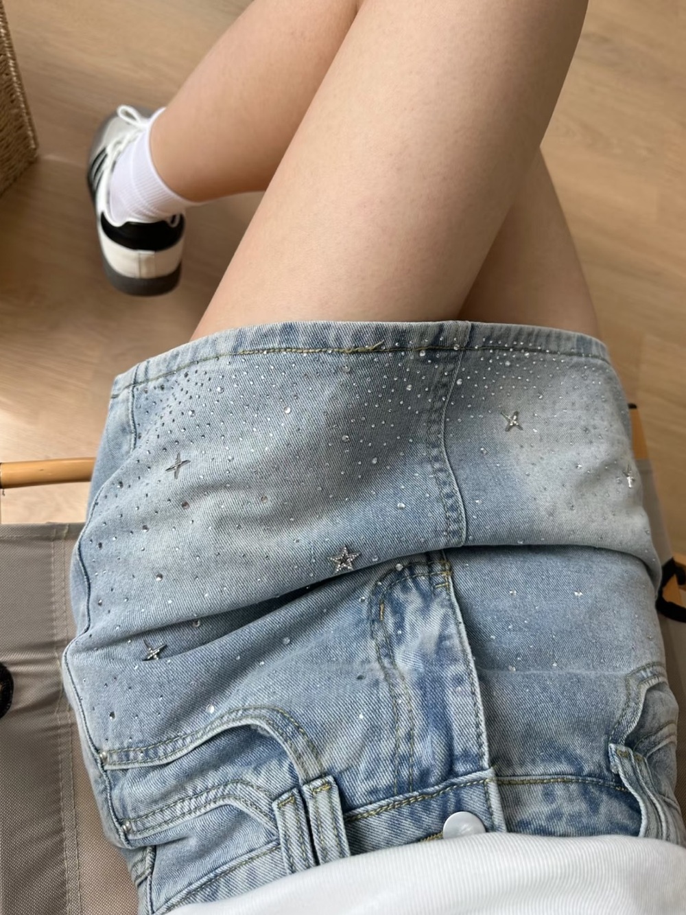 Boutique Light Blue Denim Mini Skirt